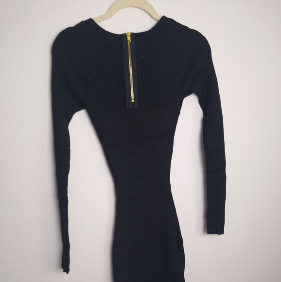 BESTOW Black Crew Neck Long Sleeve Rib Knit Sweater Tunic, M - Picture 3 of 8